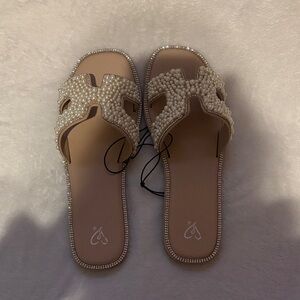 Windsor Cream Pearl Embellished Sandals